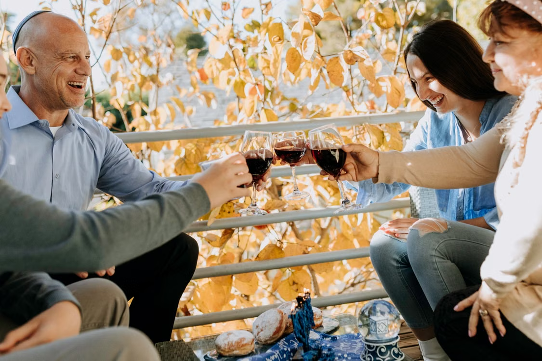 Family celebrating together around a dining table